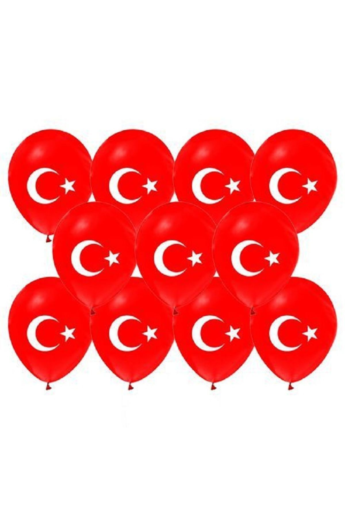 turkuaz parti-10Pcs Crescent-Star Printed Turkish Flag Red Balloon 3