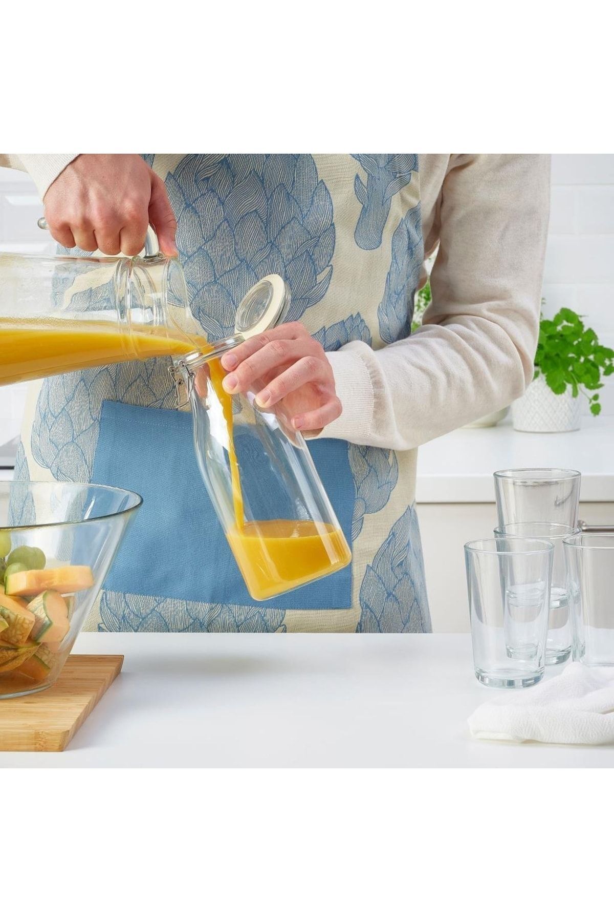 IKEA-برطمان زجاجي جديد سعة 1 لتر مع غطاء زجاجي 3