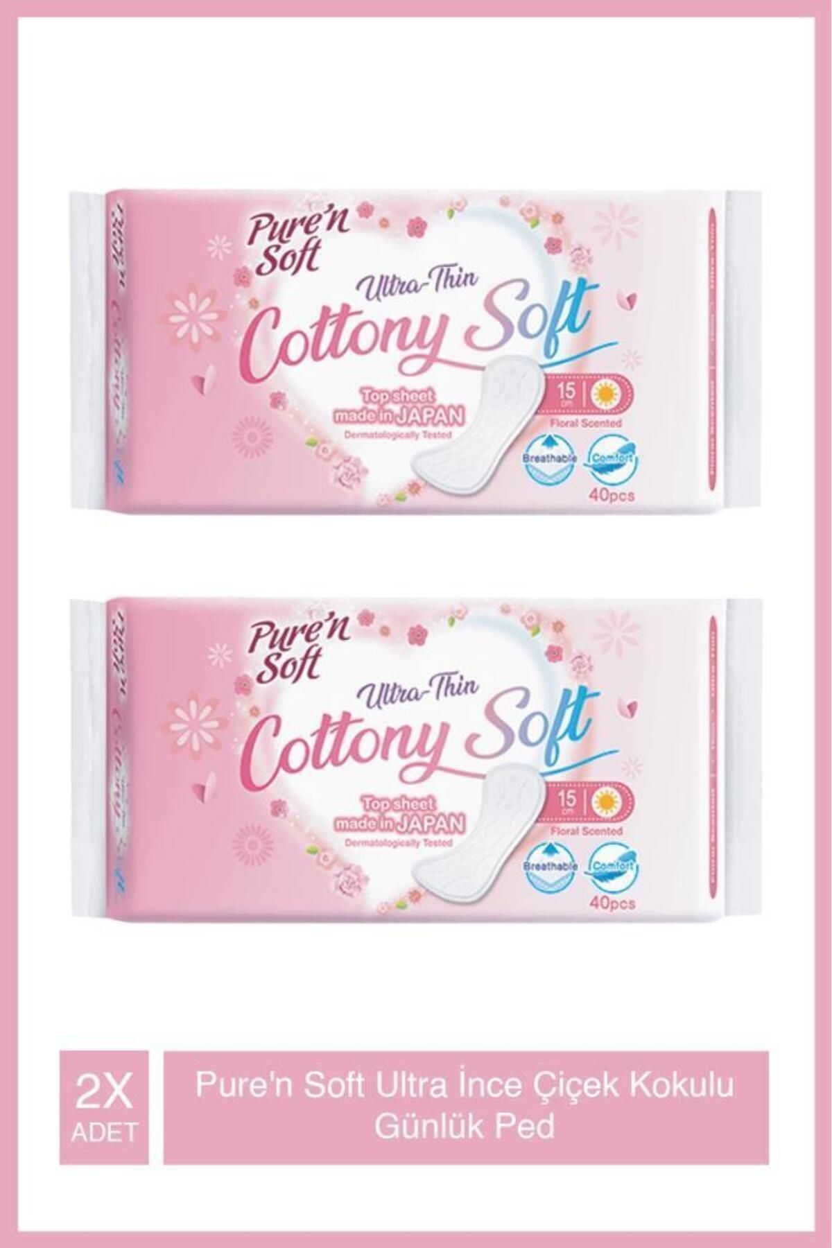 نوار بهداشتی پد نرم و باریک ۱۵ سانتیمتری با بوی گل ۴۰ عددی PURE SOFT