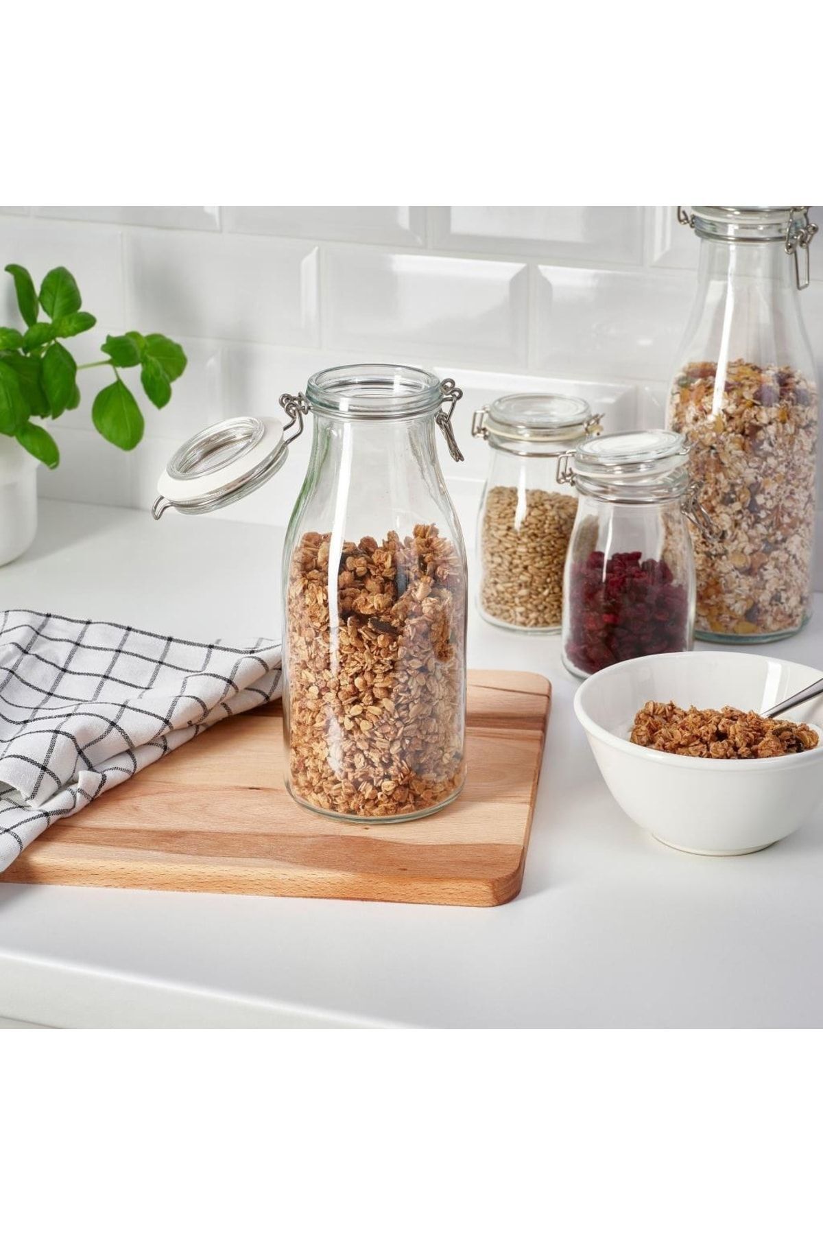 IKEA-برطمان زجاجي جديد سعة 1 لتر مع غطاء زجاجي 2