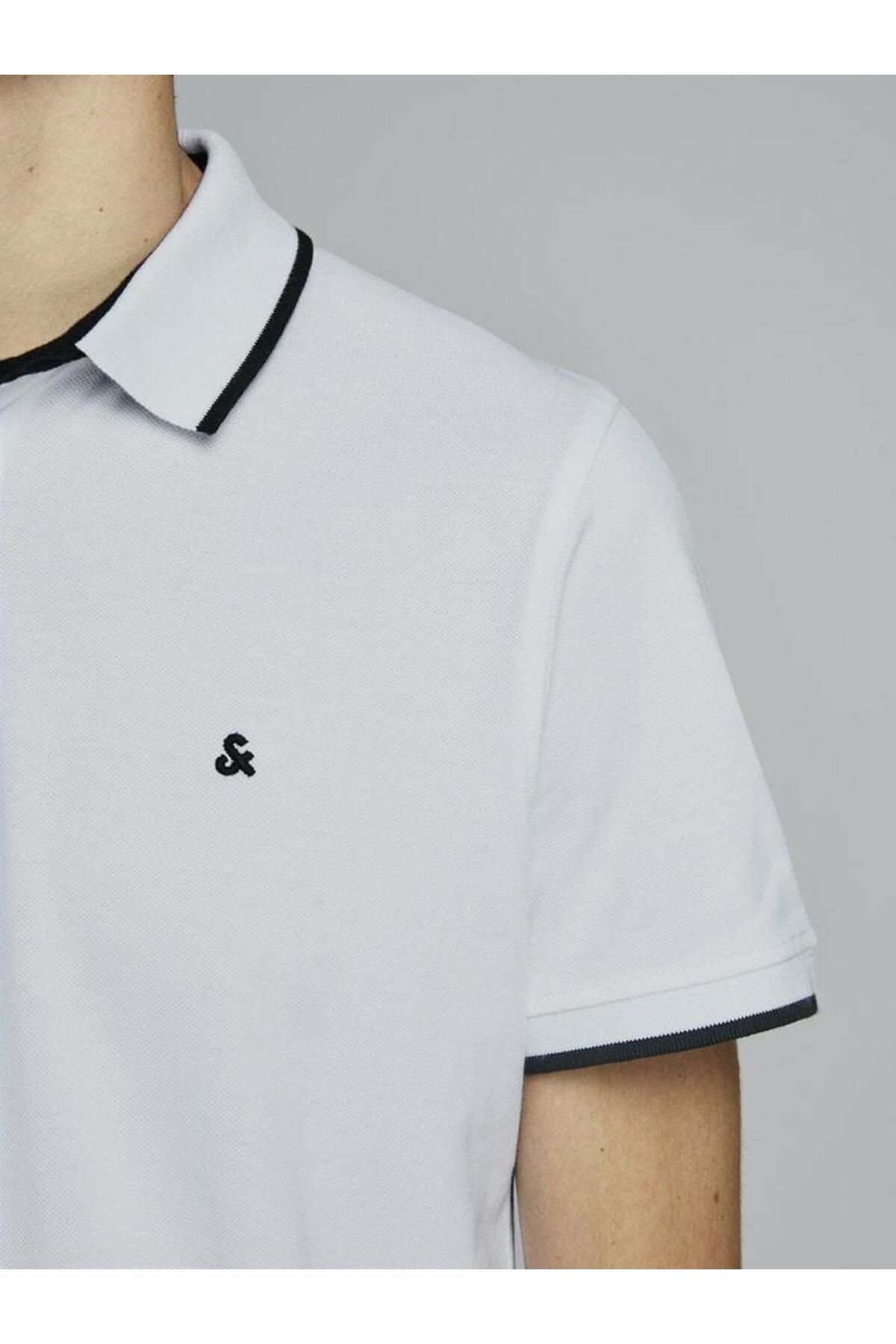 تی شرت یقه پولو سفید مردانه جک جونز پائولوس YAKA T Jack Jones Jack & Jones