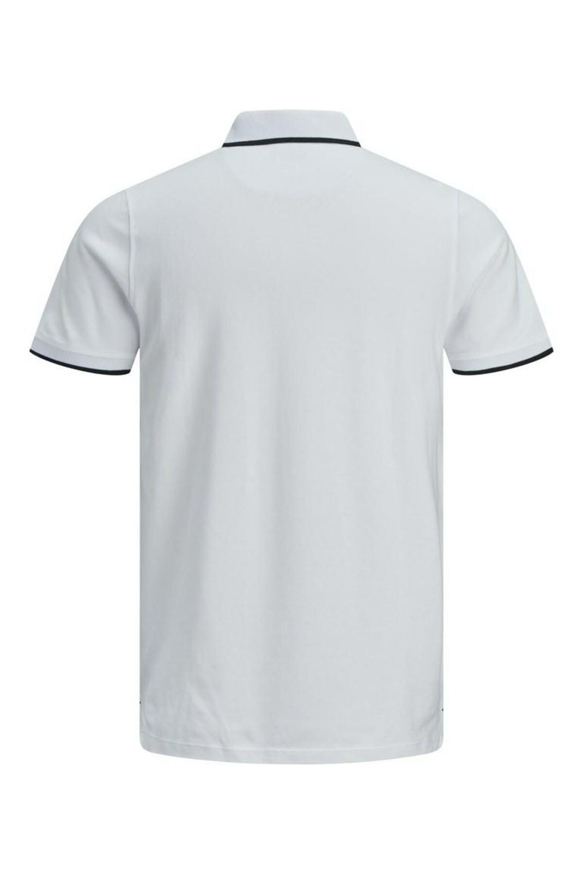تی شرت یقه پولو سفید مردانه جک جونز پائولوس YAKA T Jack Jones Jack & Jones