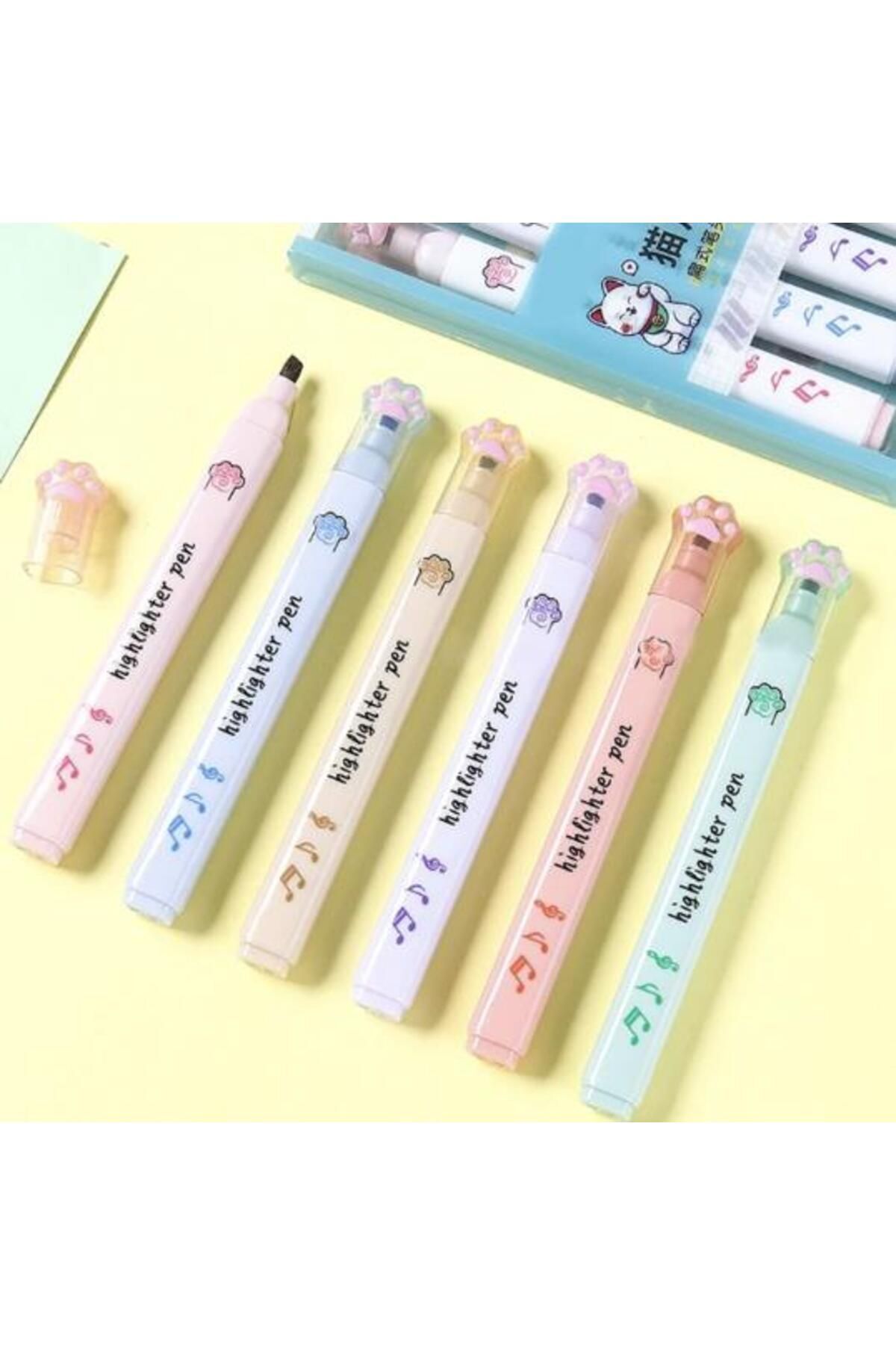 Need-Cat Paw Patterned Highlighter Set of 6 6