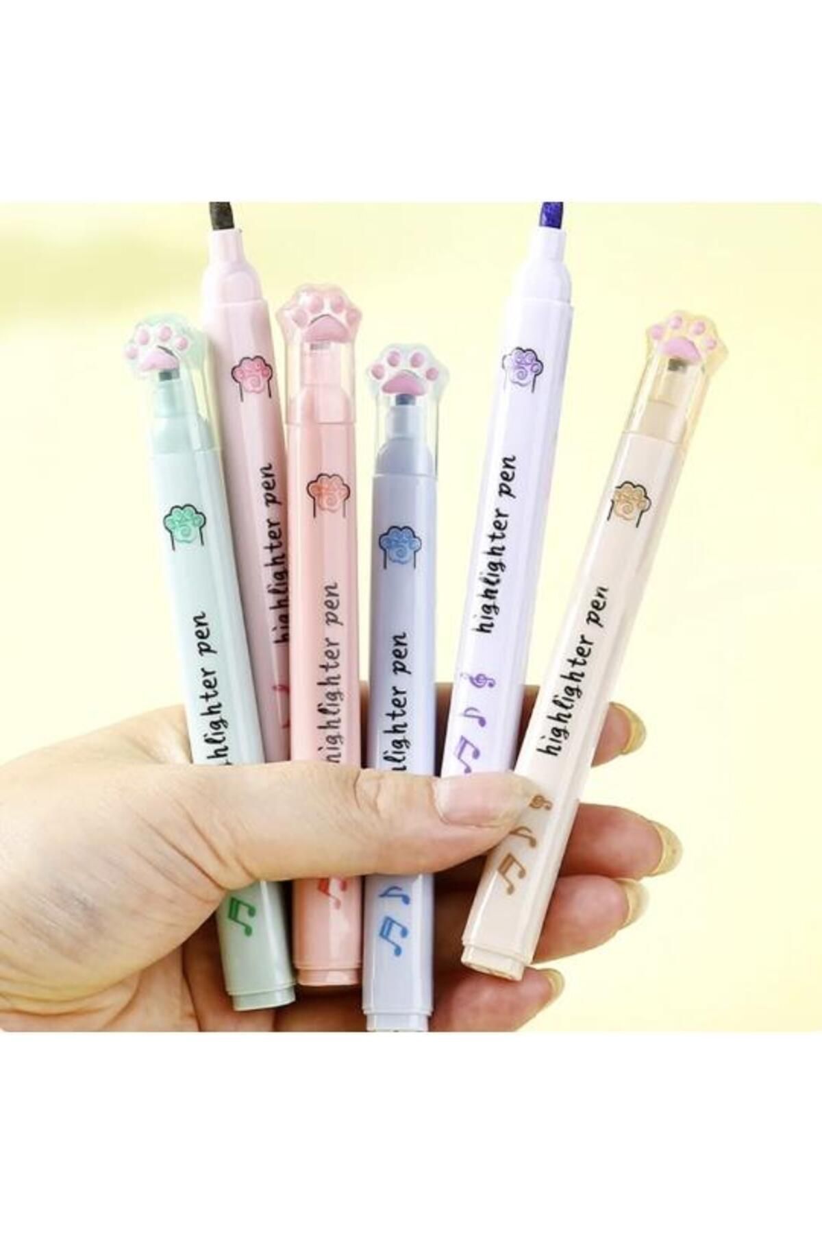 Need-Cat Paw Patterned Highlighter Set of 6 7
