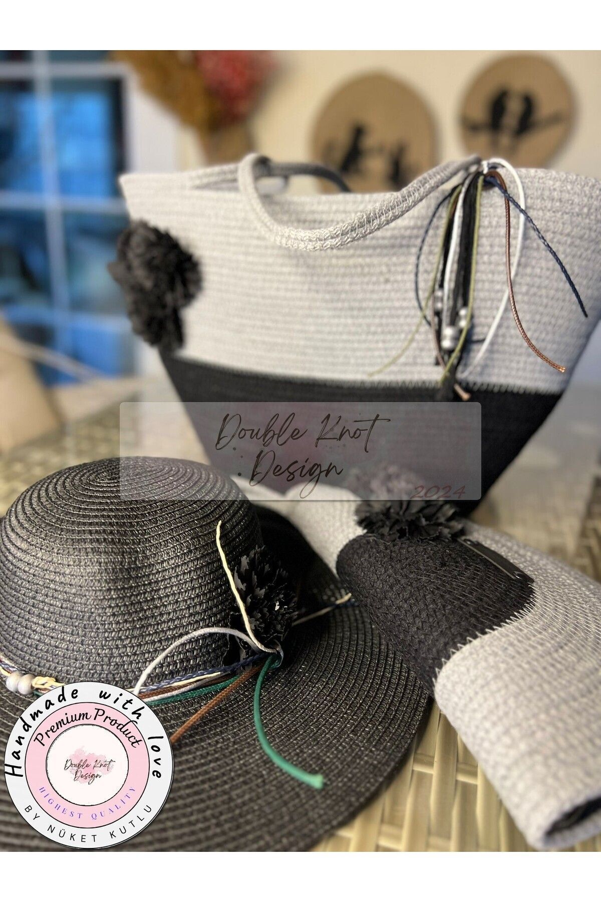 3pcs Set Beach Bag , Handbag Clutch, Hat, Totebag, Women, Summer, Gift, Mother's Day
