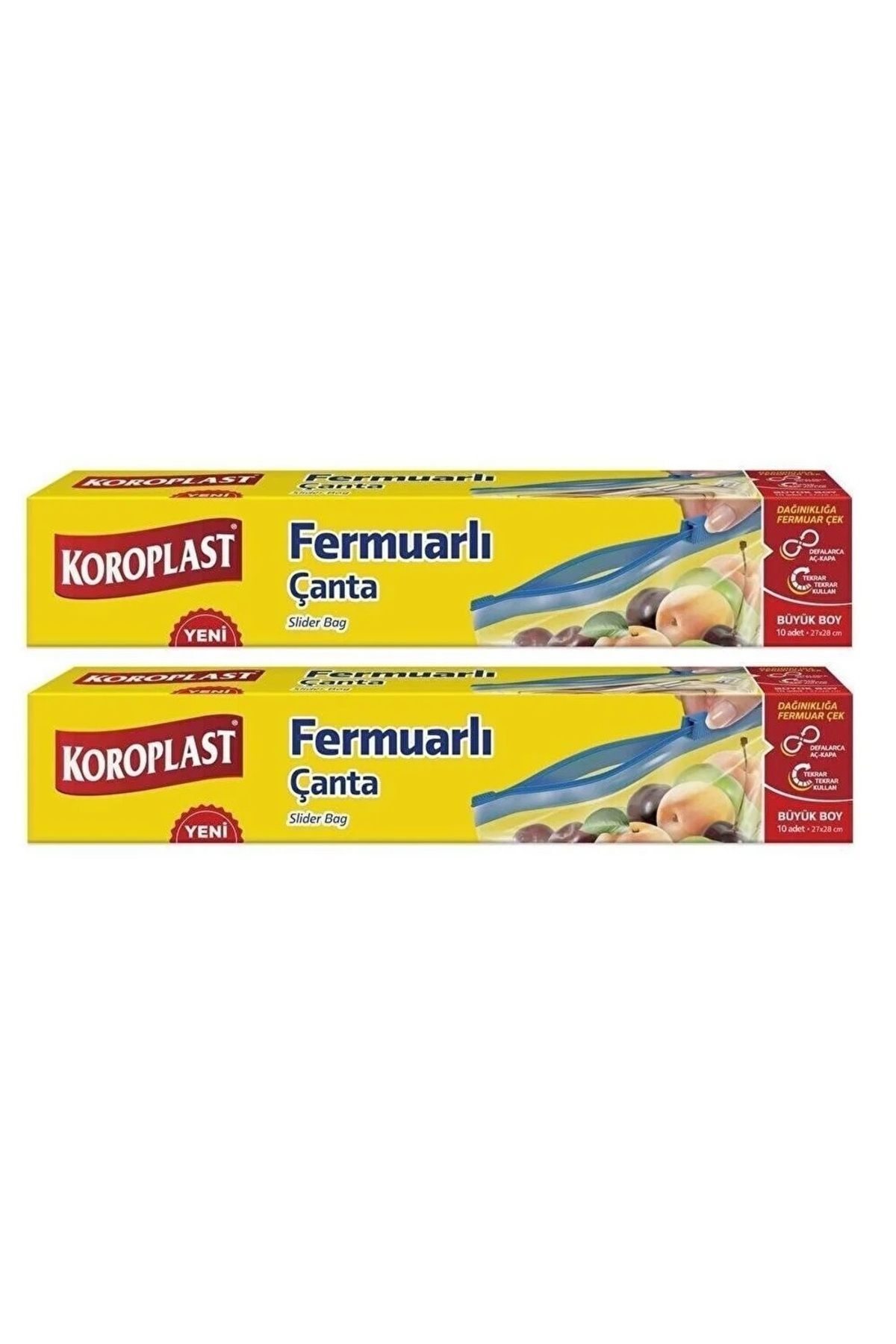 Koroplast Fermuarlı Çanta Büyük Boy 10 Lu 27 x 28 Cm x 2 Paket