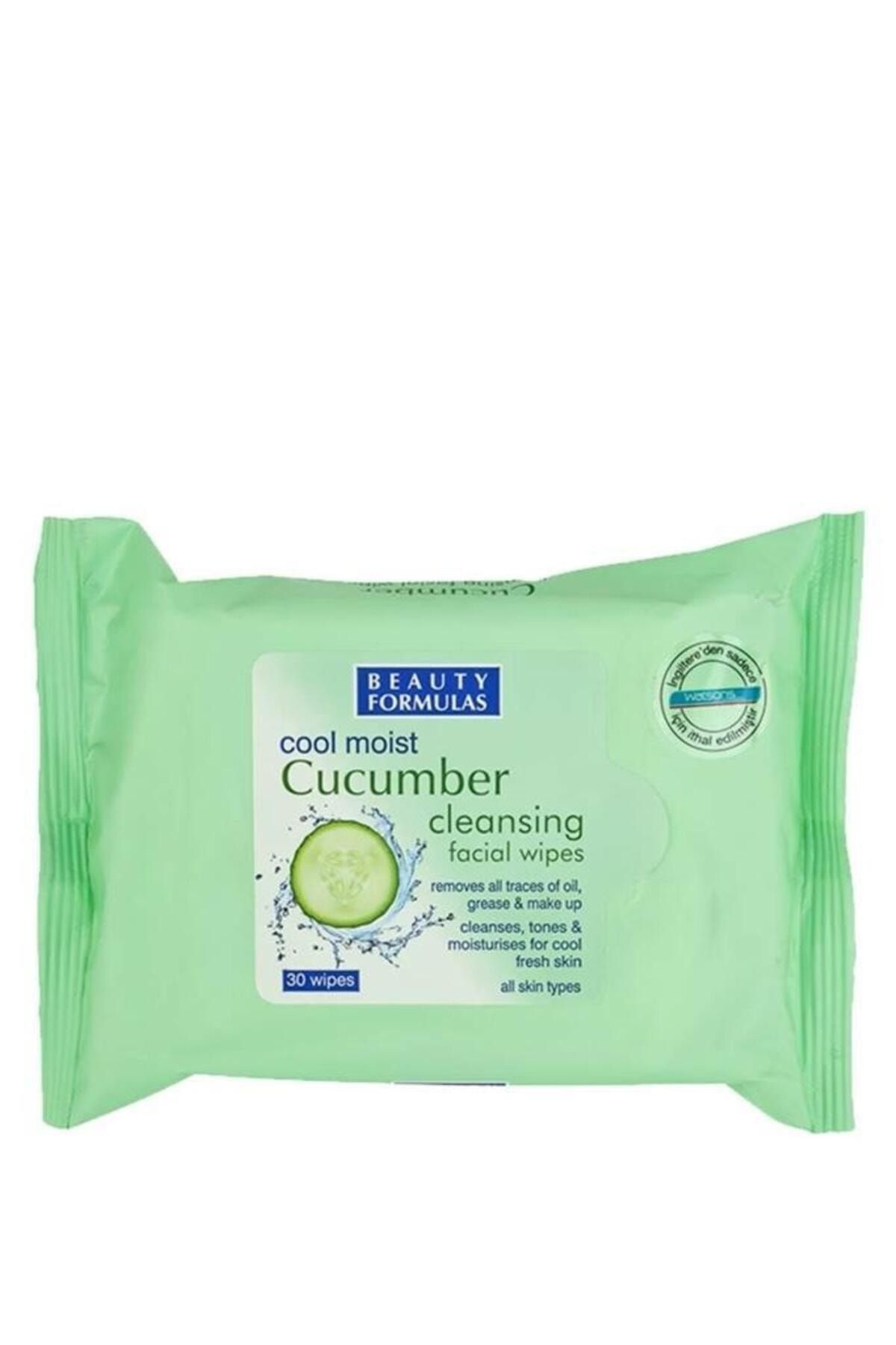 دستمال پاک کننده آرایش آرایشی با رطوبت و تمیز خیار 30 عددی BEAUTY FORMULAS