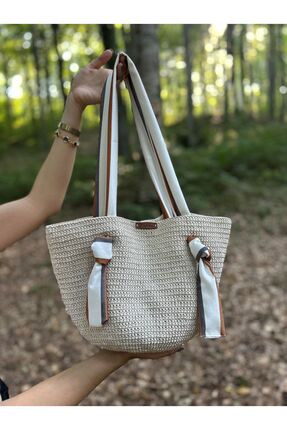 SOFTSMİLE TURUNCU ÇİZGİLİ KUMAŞ SAPLI SÜTLÜ KAHVE RENKLİ EL YAPIMI HANDMADE K...