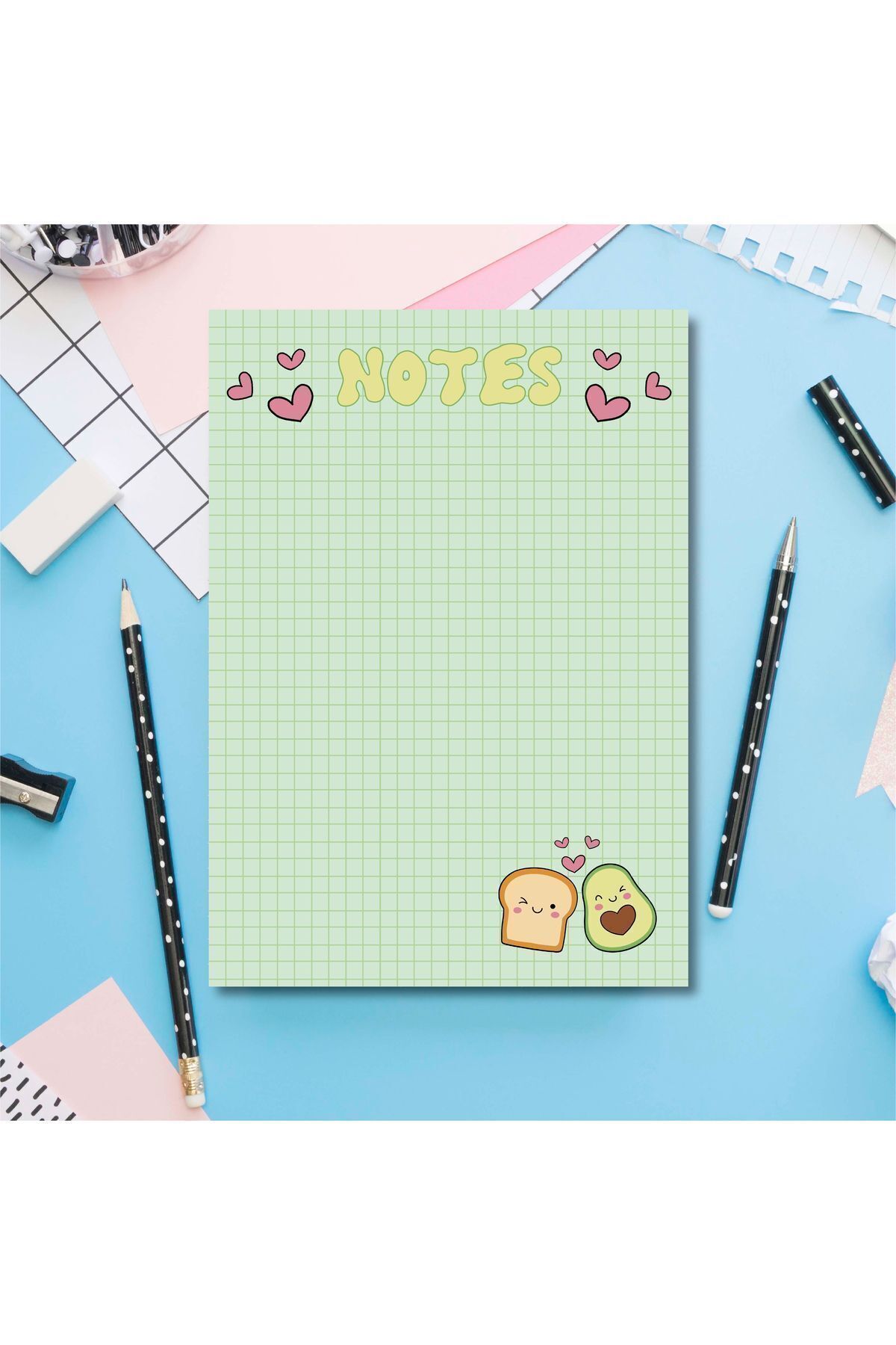 Pine Note-مخطط بنمط الأفوكادو الأخضر المربعات/قائمة دفتر الملاحظات Memopad Notepad A6 5