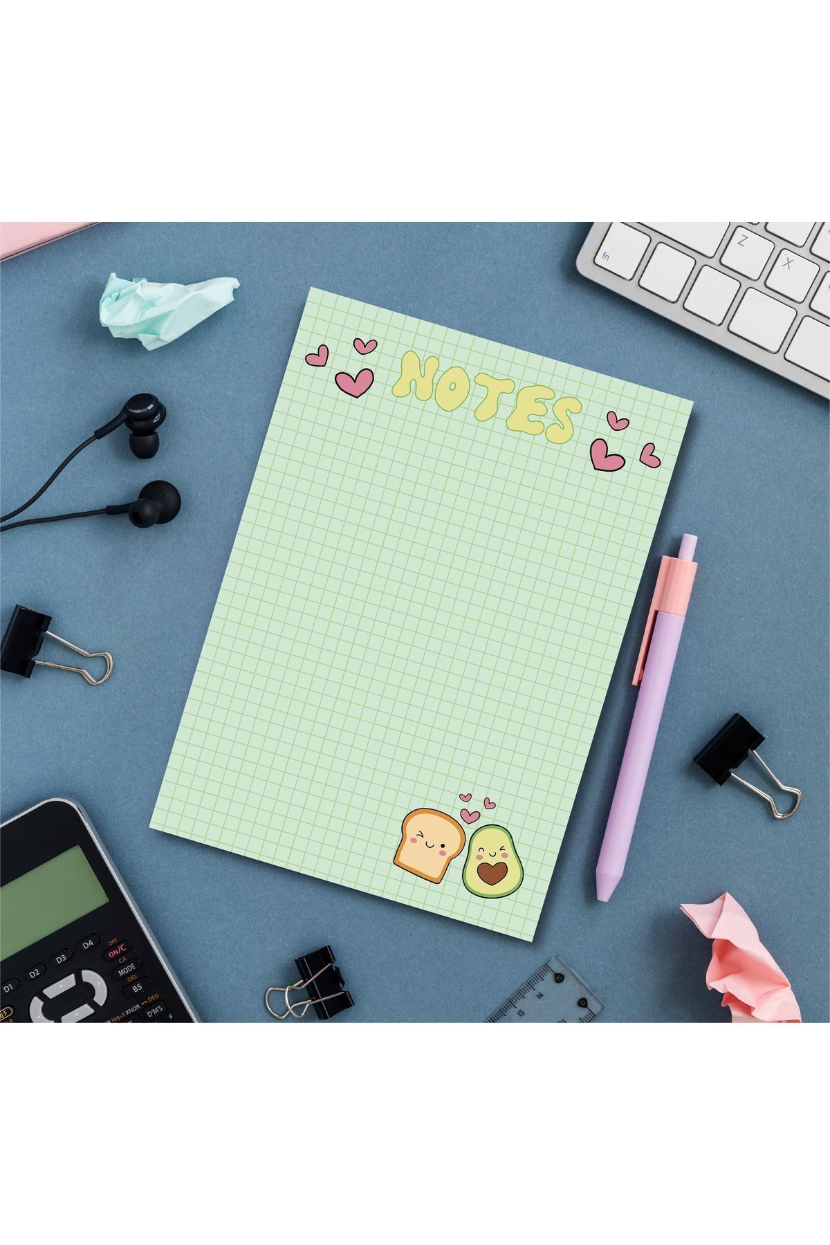 Pine Note-مخطط بنمط الأفوكادو الأخضر المربعات/قائمة دفتر الملاحظات Memopad Notepad A6 7