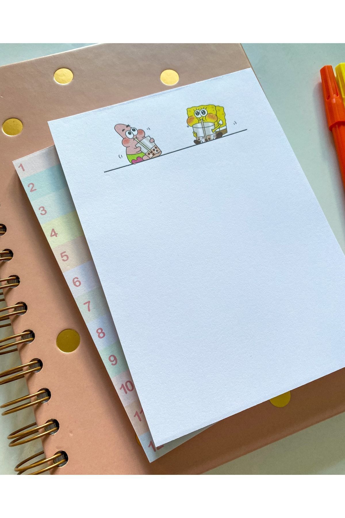 Pine Note-Sponge Bob And Patrick Patterned Planner/to Do List Notebook Memopad Notepad A6 4