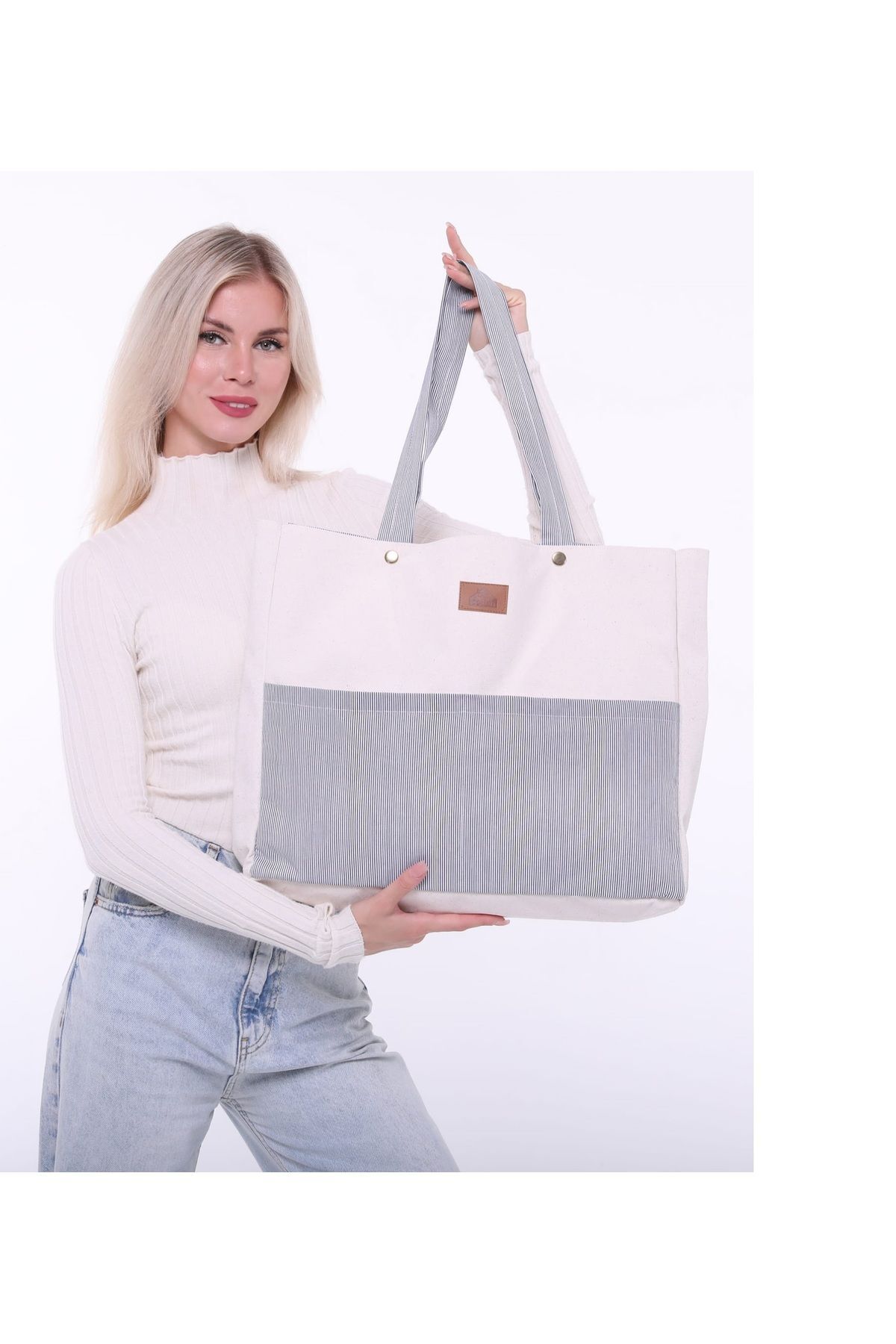 کوله پشتی زنانه آبی ASSA HOME | TYBBLUEWHI180417817 اورجینال - تصویر 3