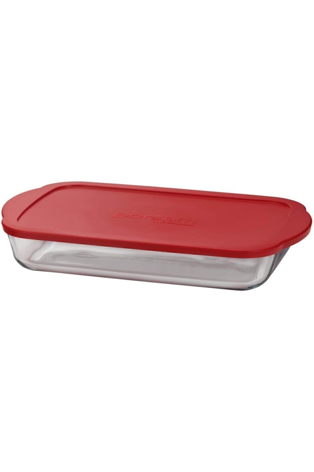 Paşabahçe-Set of 2 Square and Rectangular Red Pyrex Glass with Lids 3