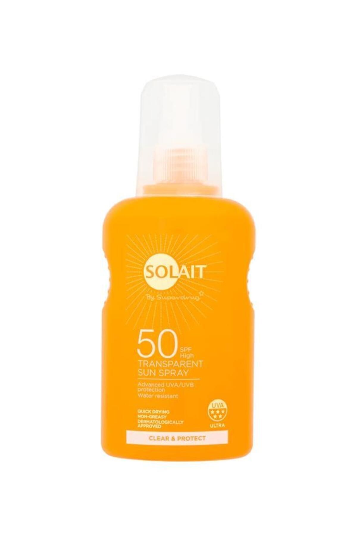 کرم ضد آفتاب صورت ضدآفتاب اسپری شفاف SPF50 200 میلیلیتر Solait