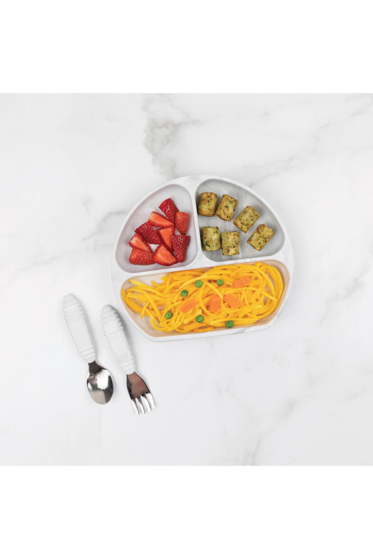 Bumkins Silikon Vakumlu Tabak - Marble fotoğrafı 5 (önizleme)
