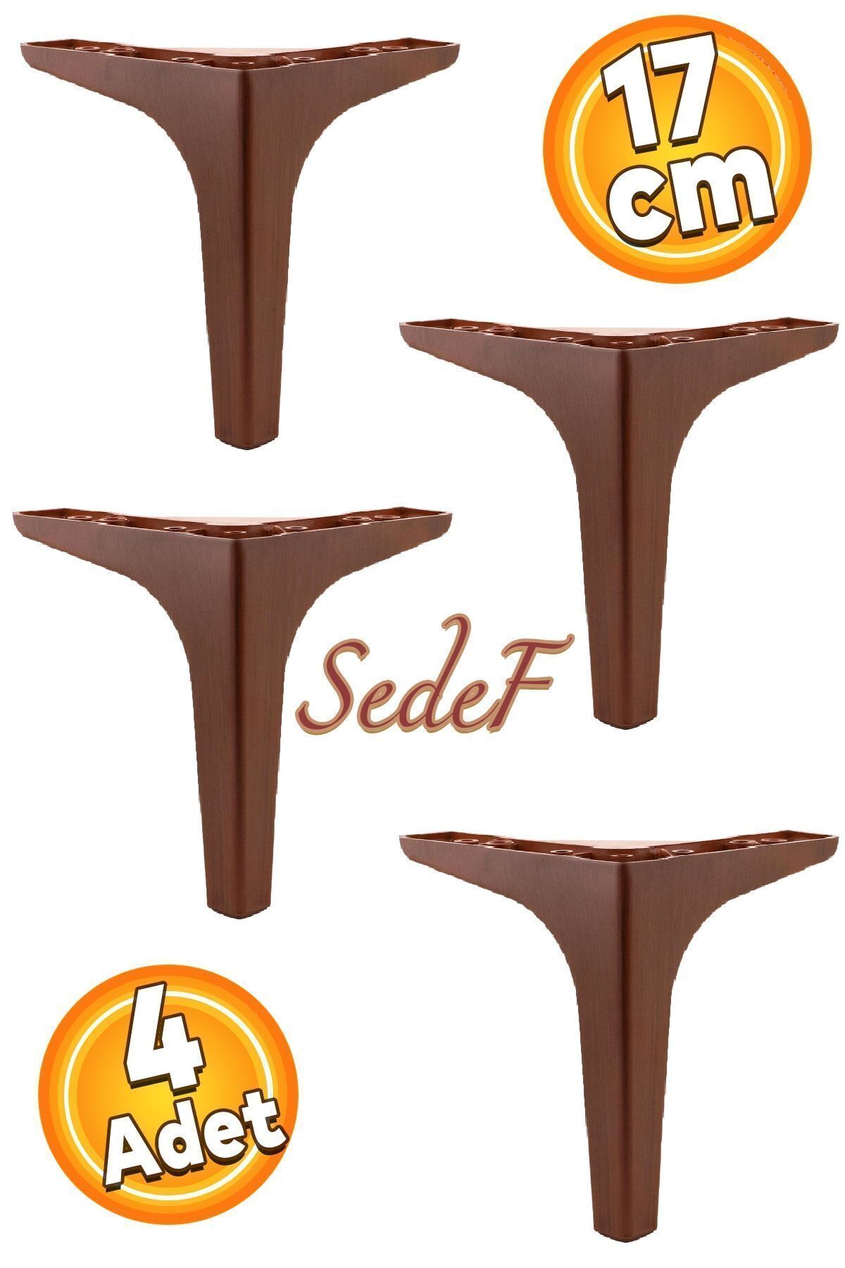 Sedef Luxury Furniture Sofa TV Unit Console Seat Leg 17 Cm Wooden Patterned Legs 4 Pieces