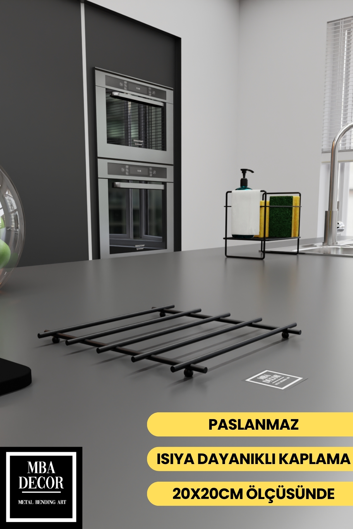 mba decor metal bending art Ray Model Siyah Küçük Boy Çaydanlık Nihalesi Tencere Altlığı Metal Nihale Sofra Mutfak Dekorasyonu