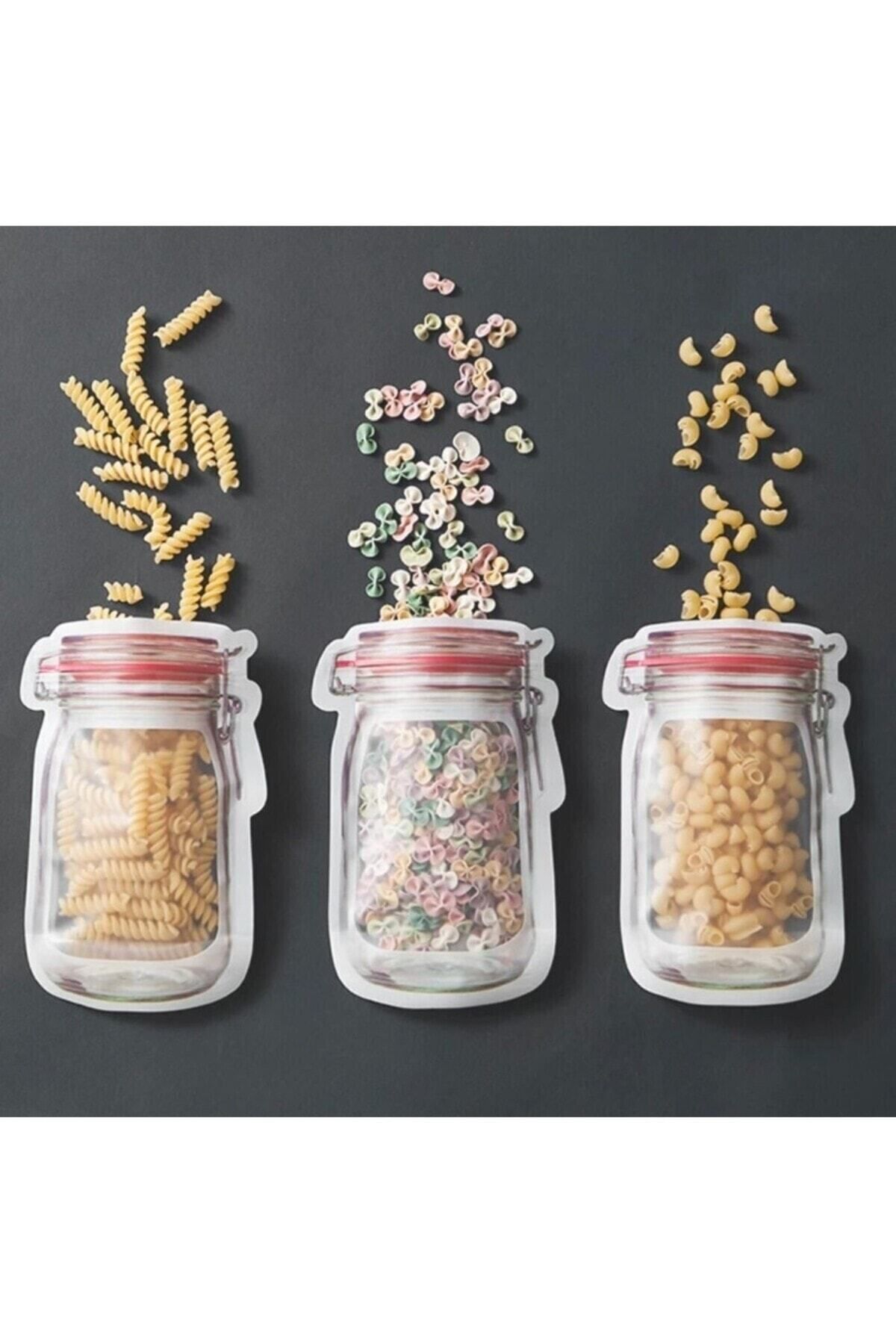 Toptanhane-3 Pieces Medium Size Jar Appearance Ziplock Storage Container Bag 500ml 5