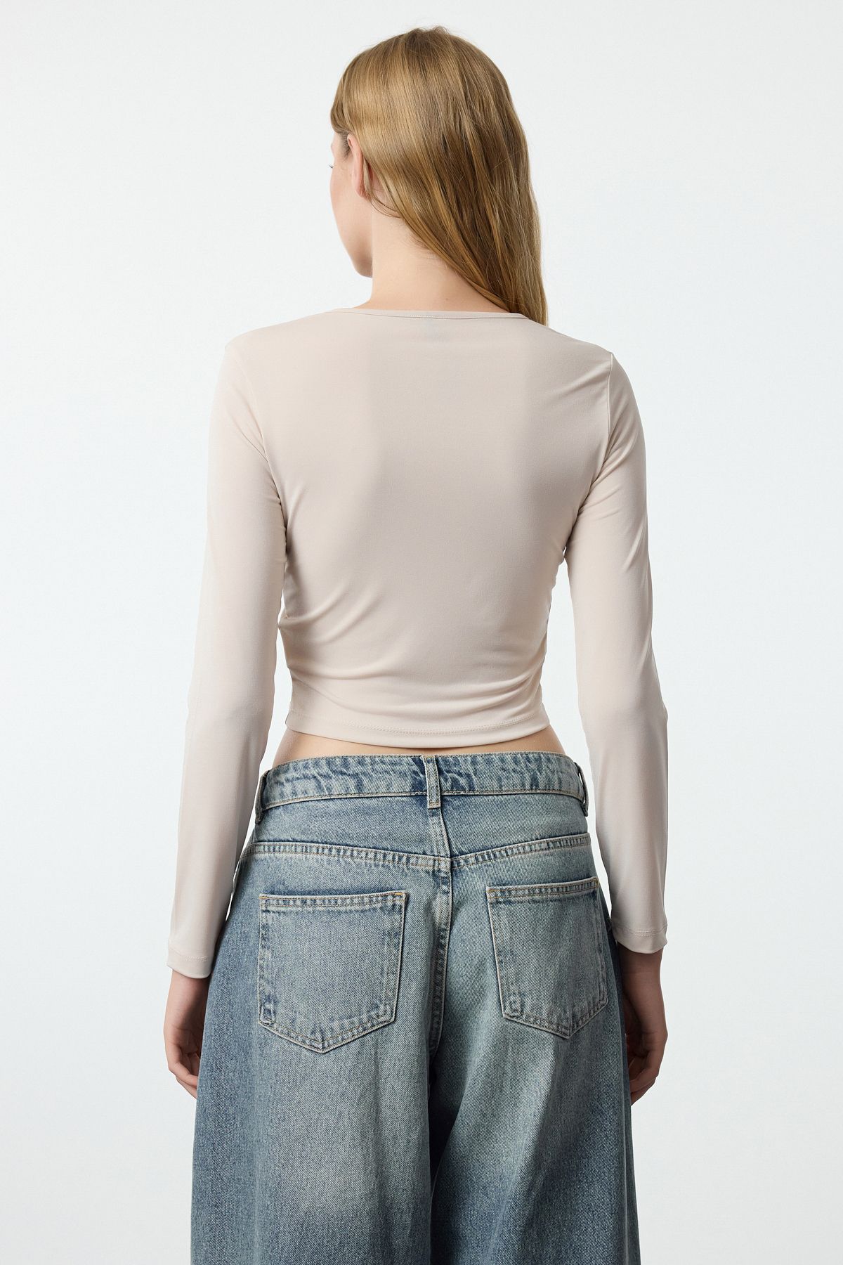 Trendyol Collection-Еластична блуза Orme Crop Блуза кам'яного кольору з телячим принтом TWOAW20BZ0505 5