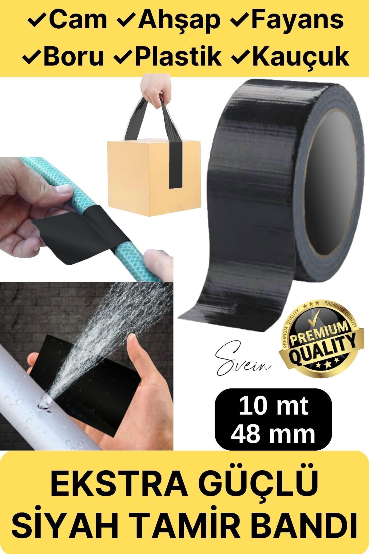 Multi Purpose Waterproof Sealed Durable Pipe Crack Repair Insulation Black Repair Tape 48mm 10mt