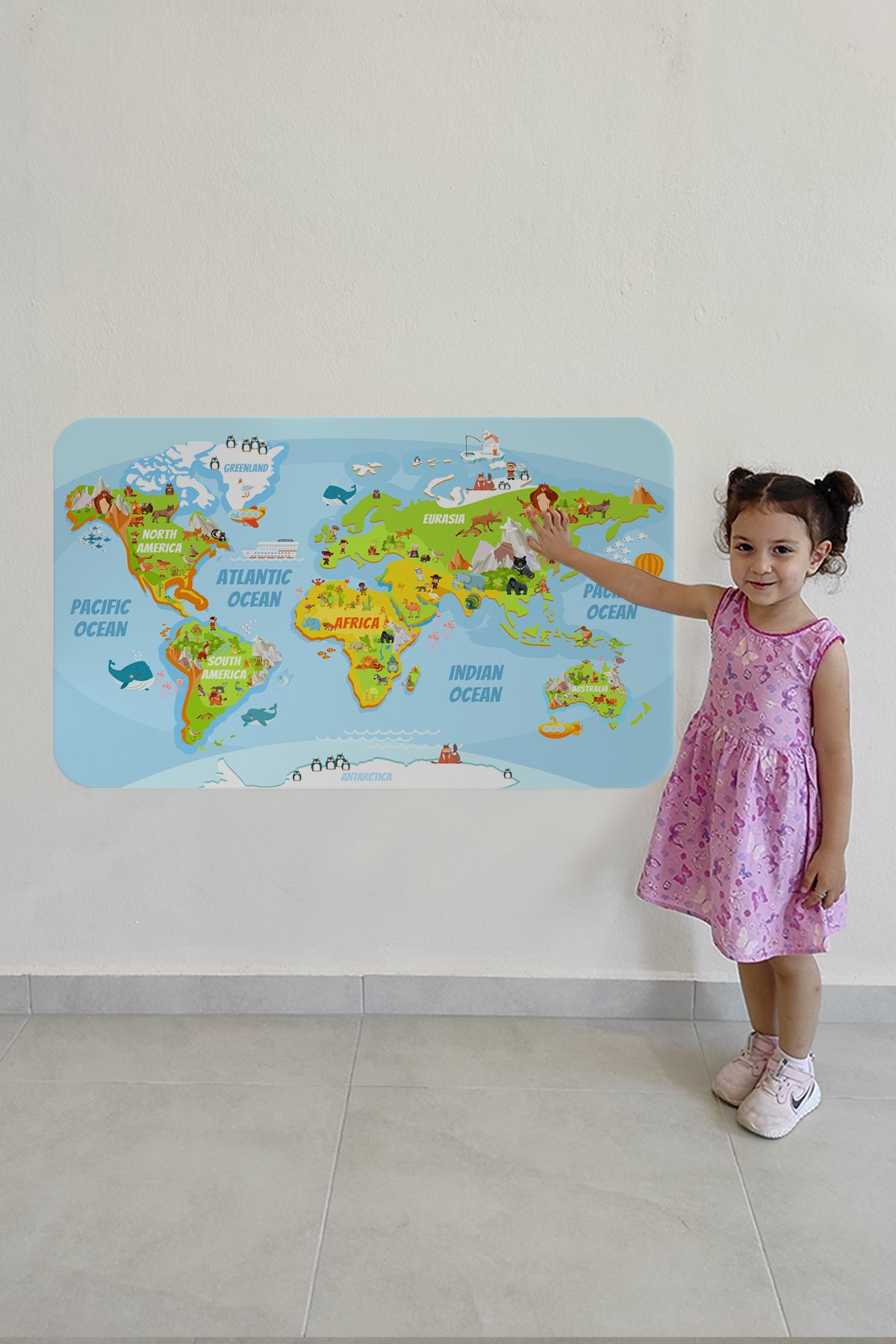 Dropcek eticaret-World Atlas Map - Children's and Baby's Room Wall Sticker 60x105-3778 4