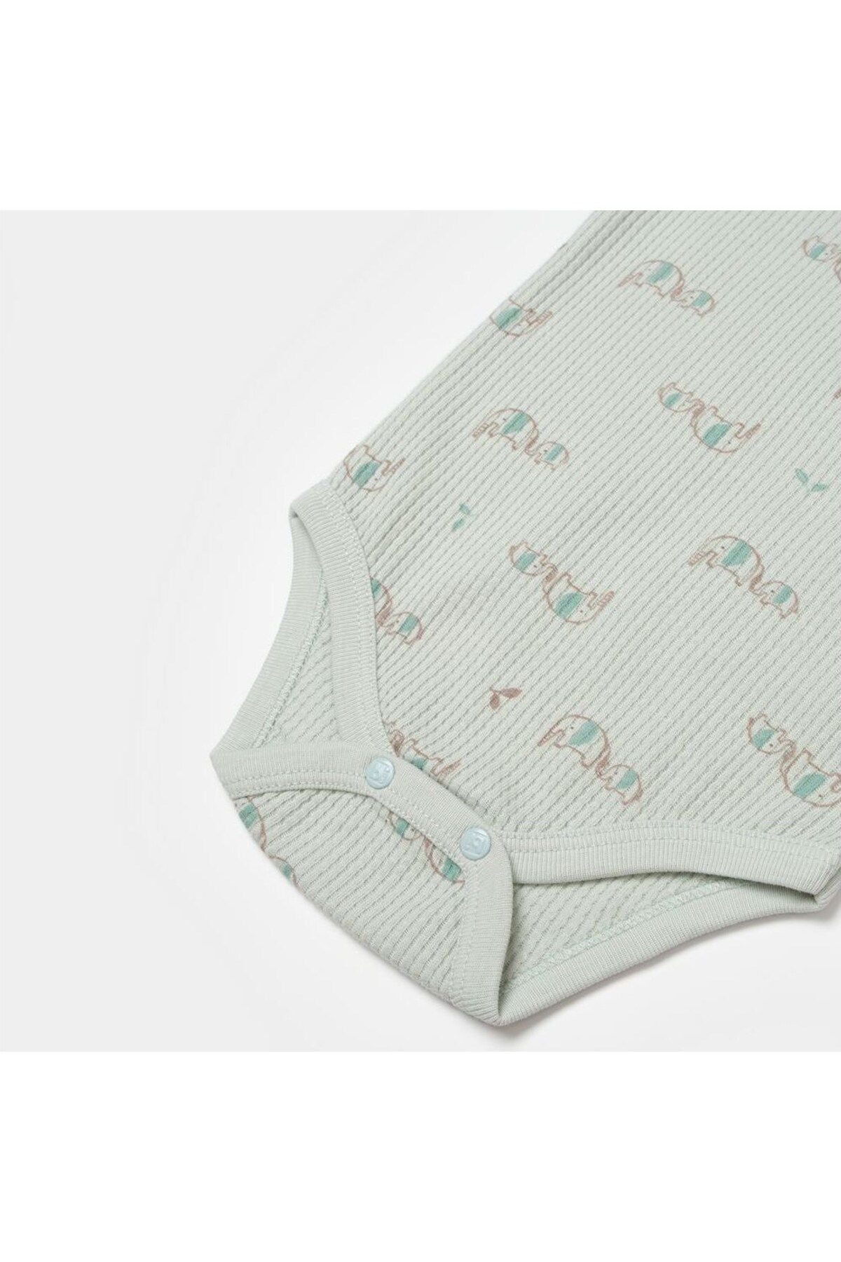 Skygo Bibaby Biorganic Waffle I Love My Mama Kısa Kol Body 56982 Bej-Mint