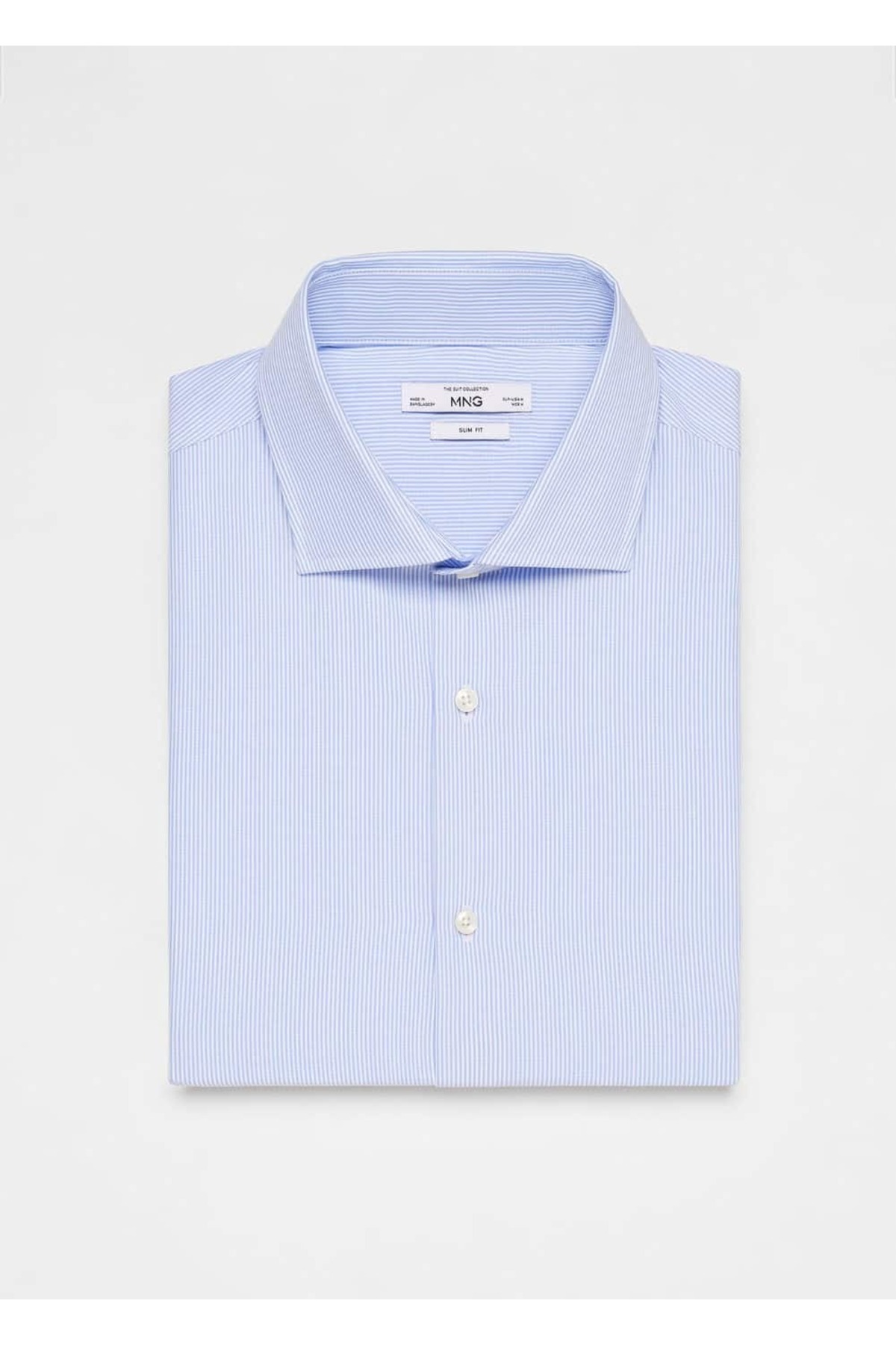 پیراهن مردانه آبی منگوMANGO Man | 67050625 اورجینال - تصویر 6