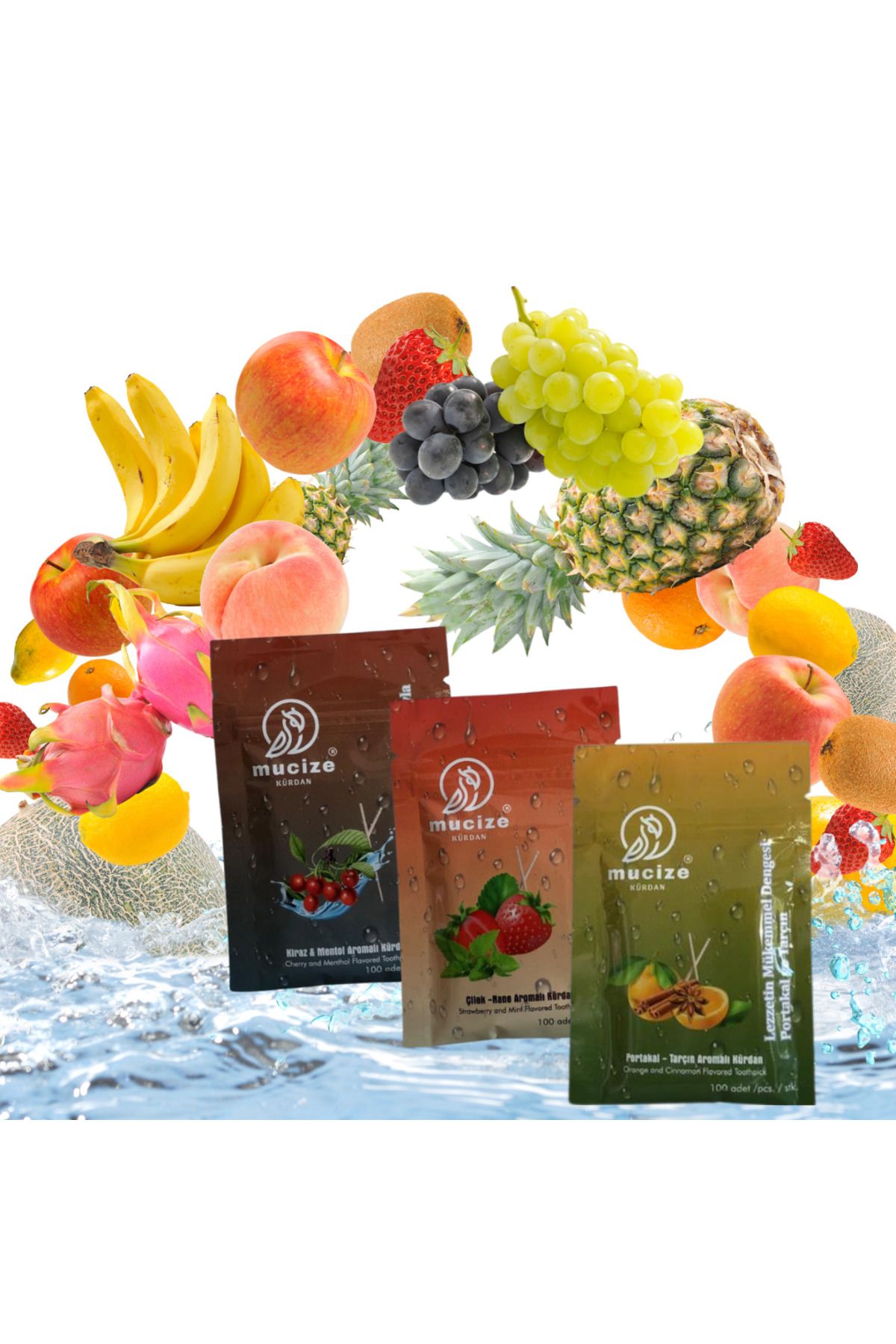 Aromalı Kürdan 3"lü Doypak Set (KİRAZ-MENTOL/ÇİLEK-NANE/PORTAKAL-TARÇIN)