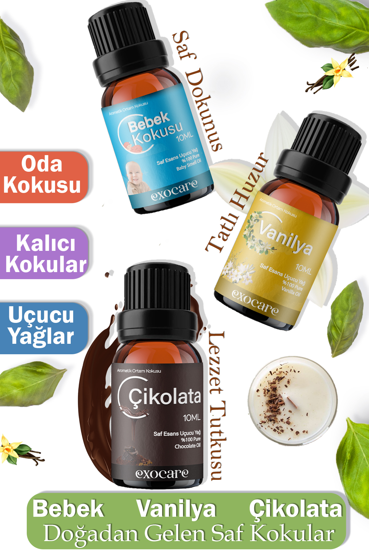 exocare BebekKokusu, Vanilya, Çikolata Esansiyel Buhurdanlık Difüzör Yağı,oda ve banyo parfümü,Kokus 10ml fotoğrafı 2 (önizleme)