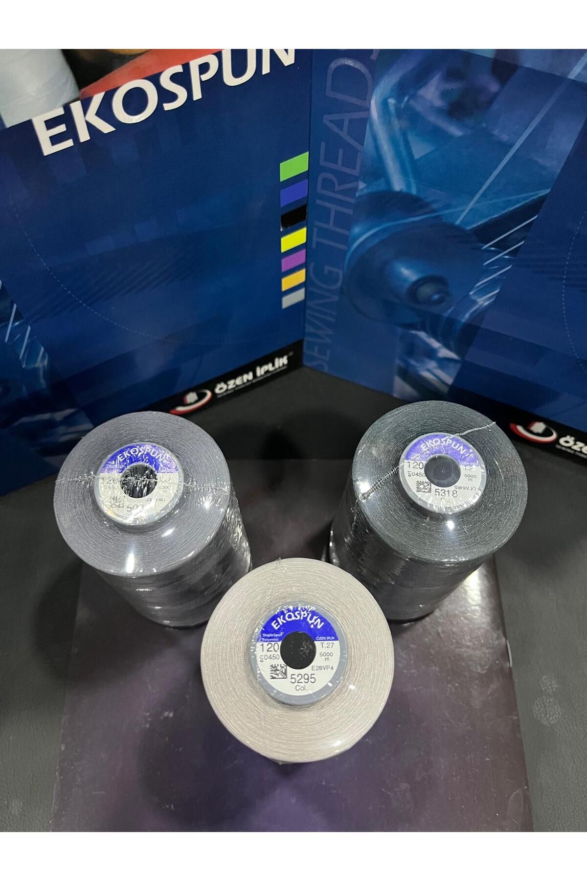 AYHANMAK-Set of 3 Sewing Thread 120 No 5000m Polyester Ekospun, High Strength, Ultra Quality 3
