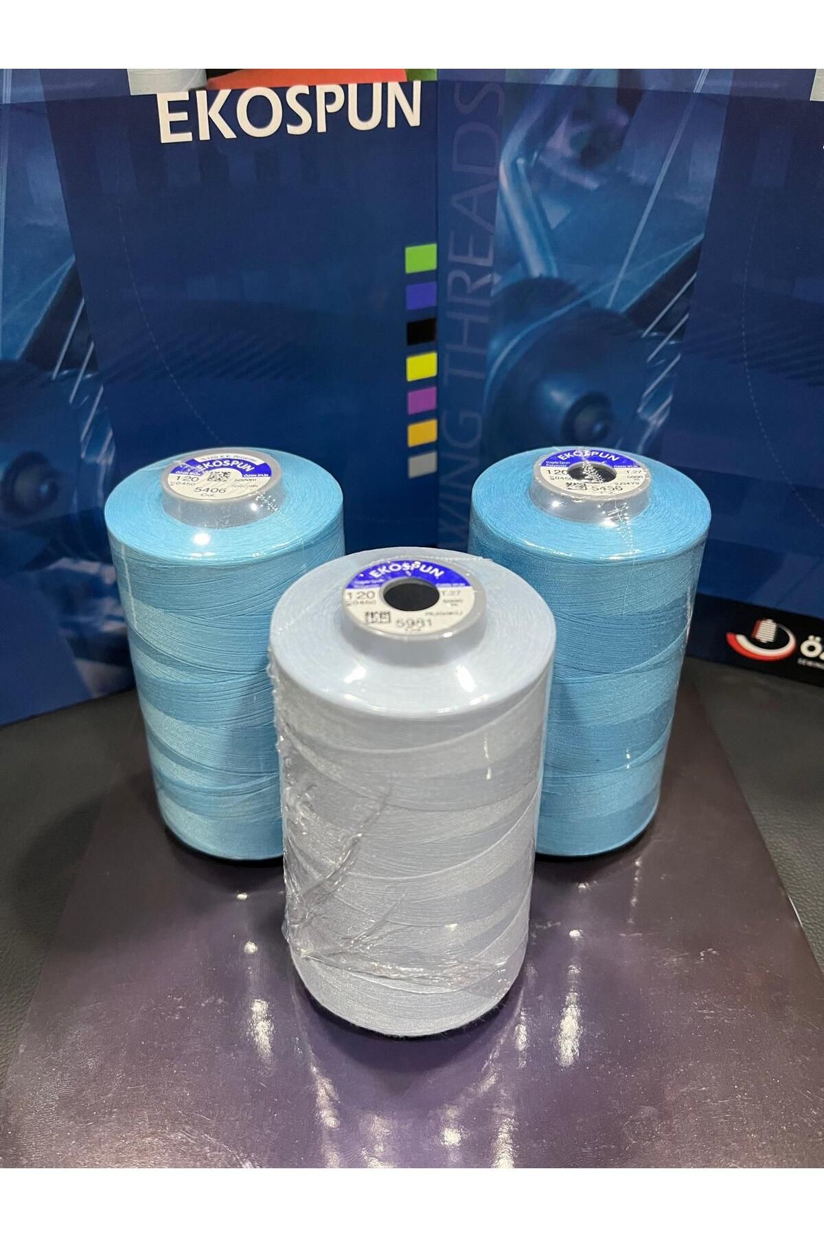 AYHANMAK-Set of 3 Sewing Thread 120 No 5000m Polyester Ekospun, High Strength? , Ultra Quality? 2