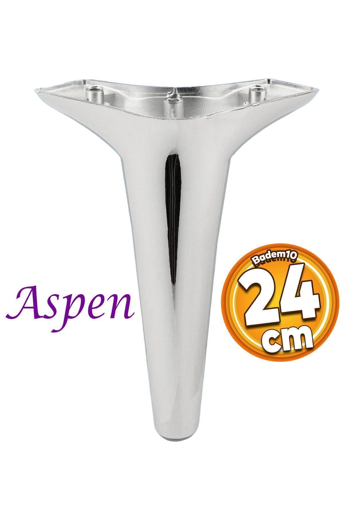 Badem10 Aspen Lüks Plastik Mobilya Kanepe Koltuk Tv Ünitesi Konsol Ayağı Ayakları 24 Cm Krom