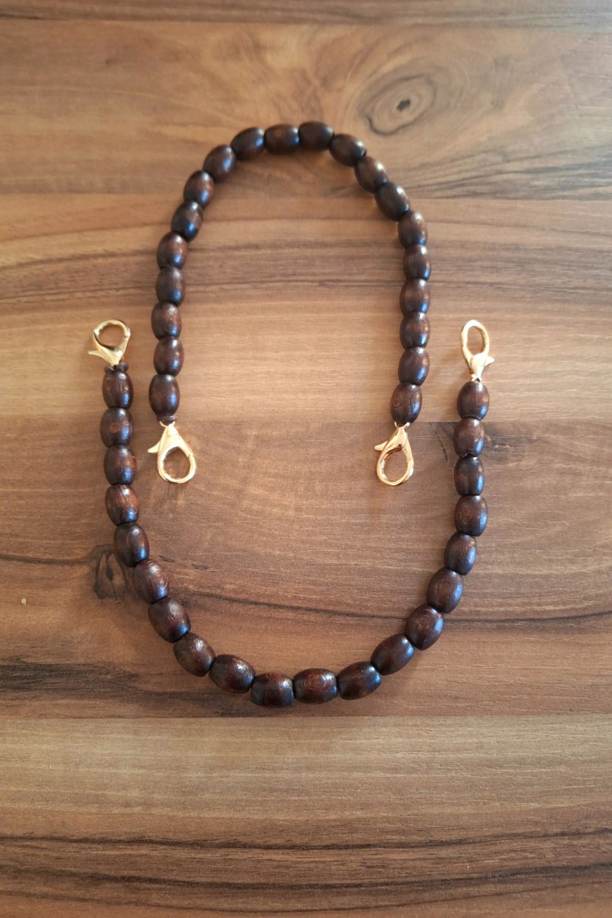 Nildenhobim Ahşap Boncuklu Çanta Sap Uzunluk : 36 cm ( çift )