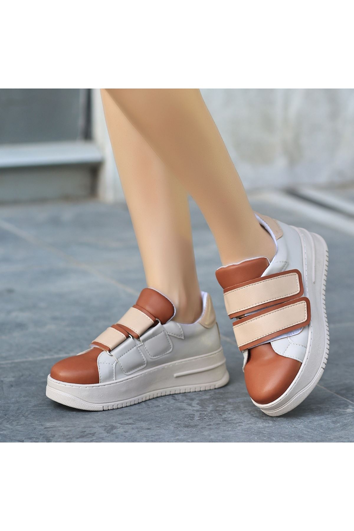 Marx Krem Cilt Taba Detaylı Spor Ayakkabı