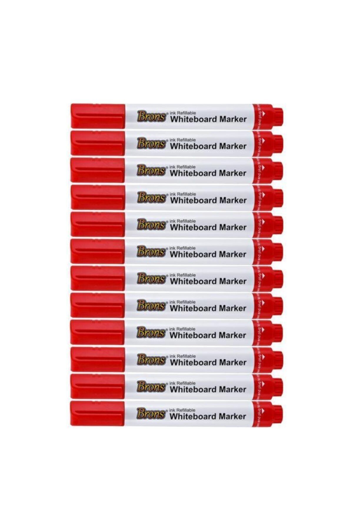 Brons Doldurulabilir Beyaz Tahta Kalemi 12`li Kutu Kırmızı