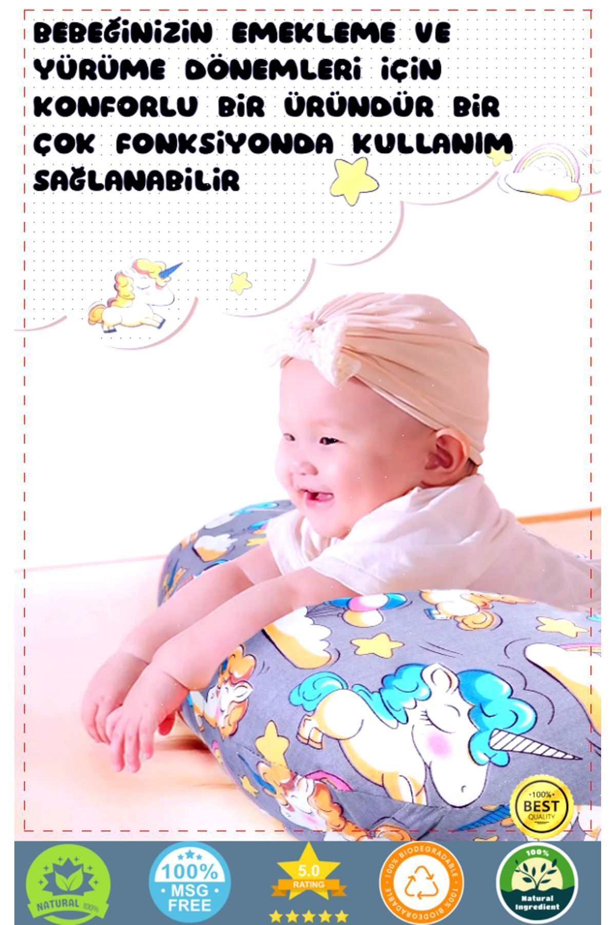 OMZ Hamilelik Döneminde Mükemmel Destek Bebek Emzirme Minderi Yastığı  Pamuklu Ranforce Kumaş Gri fotoğrafı 5 (önizleme)