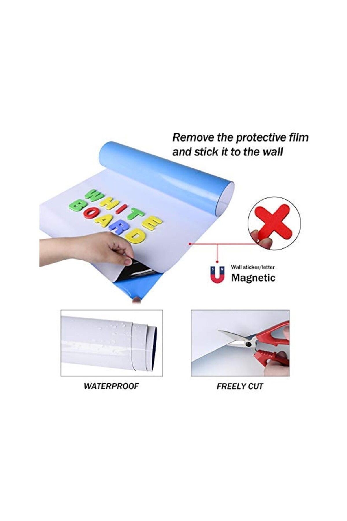 Hdg-60x90 Cm White Board - Adhesive, Erasable Wall, Magnetic Message Chart, 4 Pens 2