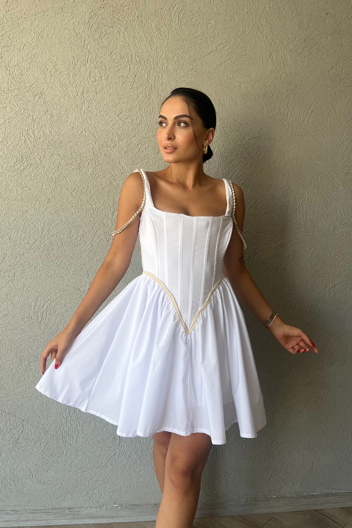 Seda Yalçın Atelier-Ravello White Corset Detailed Dress 2