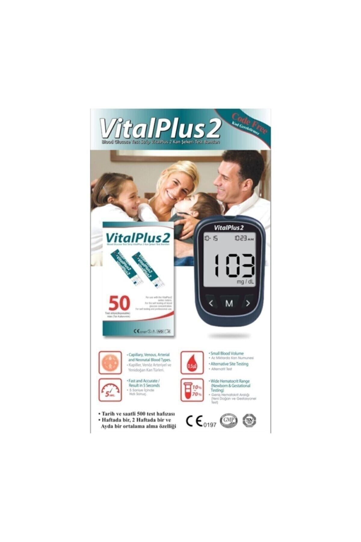 Yerli Vital Plus 2 Şeker Ölçüm Cihazı Ve 50 Adet Ölçüm Stribi