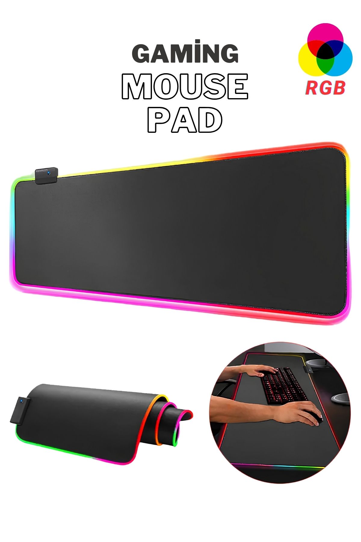 Abbruch-Gaming Mouse Pad Rgb Lighted Gamer Game Pad 80X30 Stitched Keyboard Mouse Pad Non-Slip Base 1