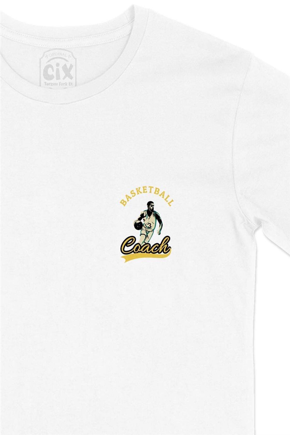 Cix-Basketball Coach Pocket Design Printed White T-Shirt 2