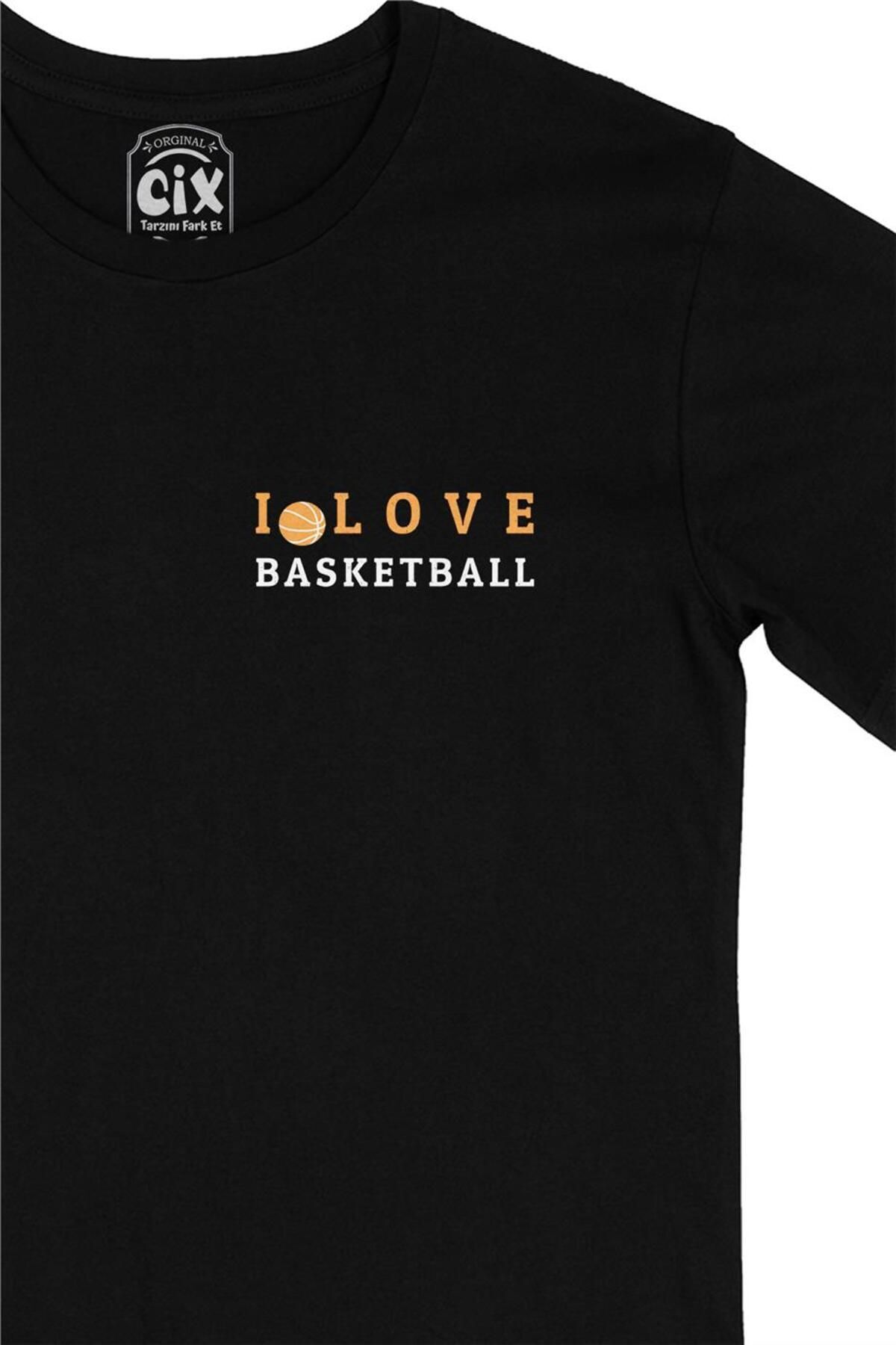 Cix-I Love Basketball Pocket Design Printed Black T-Shirt 2