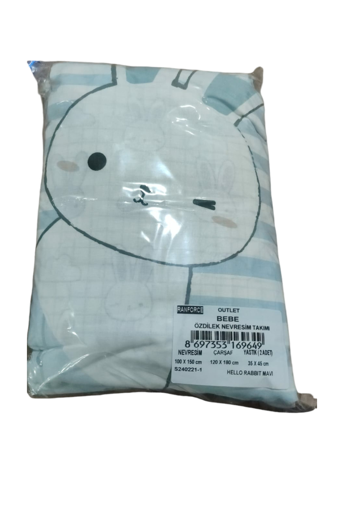 Özdilek Özdilek Özdilek Outlet Bebek Nevresim Takımı Hello Rabbit Mavi