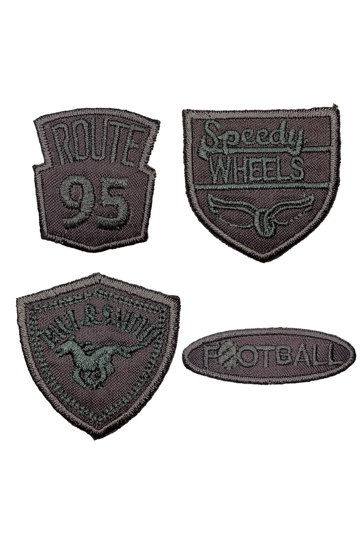 REMSATİC Ütü Ile Yapışan Arma - Patch - Delik Yama Set-3 Modeli Gri (4'lü Set)