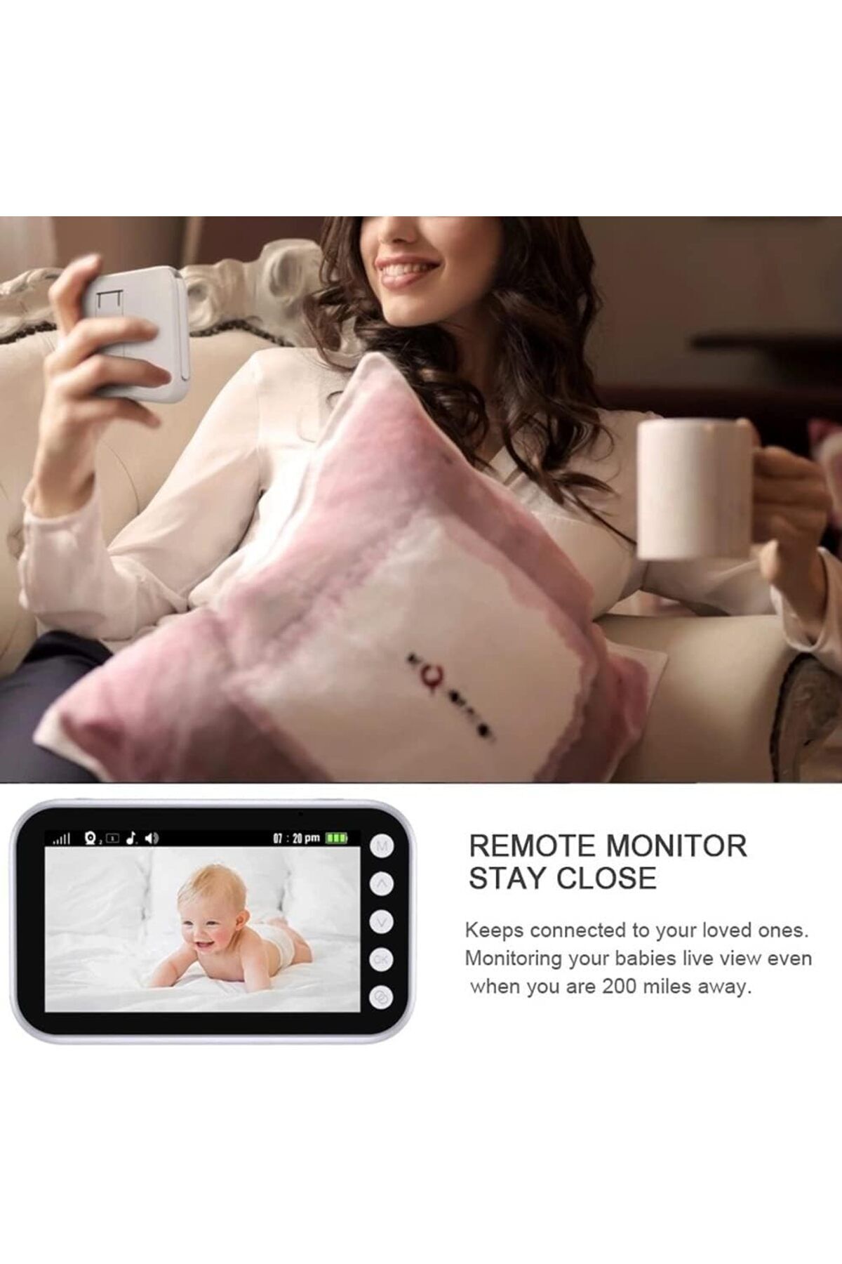 Fillikutum 4.3 Inç Lcd Kablosuz Wireless Oda Sıcaklığı Kontrollü Akıllı Bebek Monitörü Bebek Kamerası 8 Ninnili fotoğrafı 7 (önizleme)