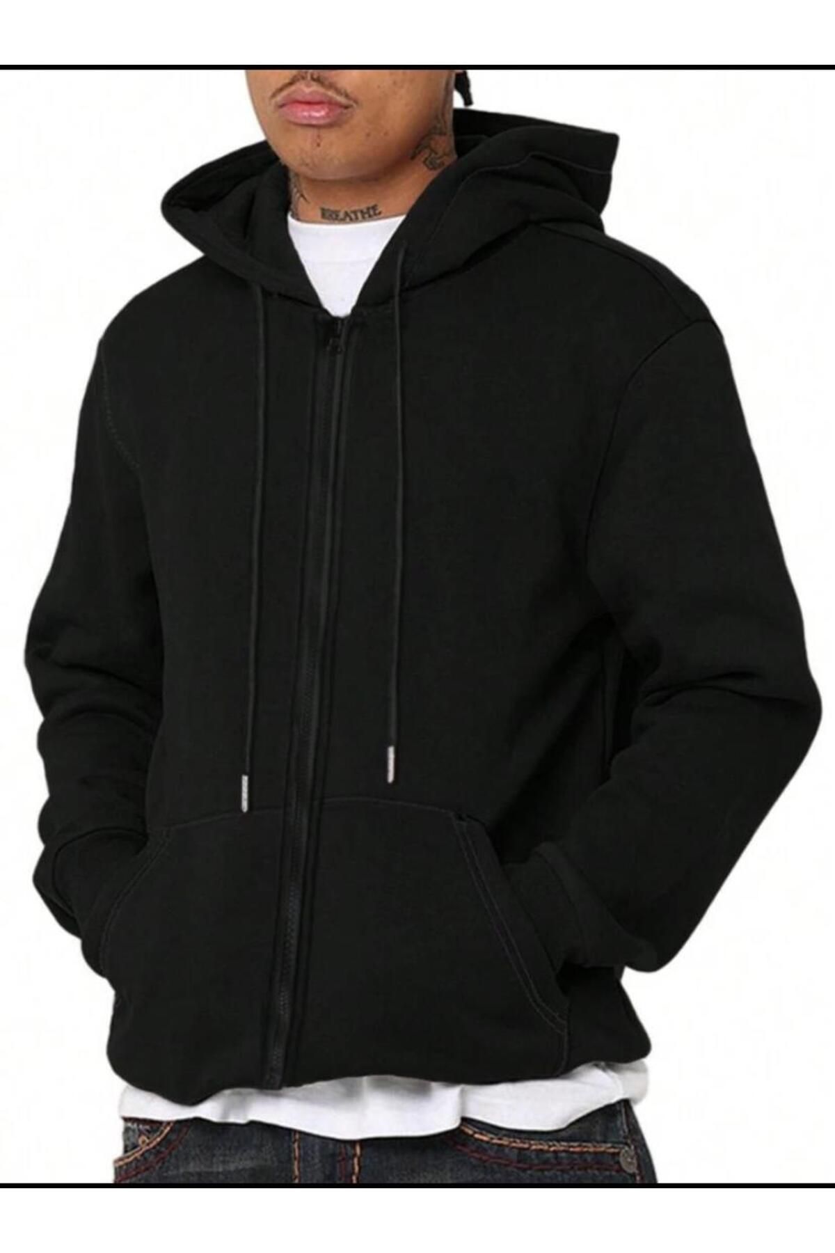 SELENA BUTİK Унісекс чорна кофта на блискавці