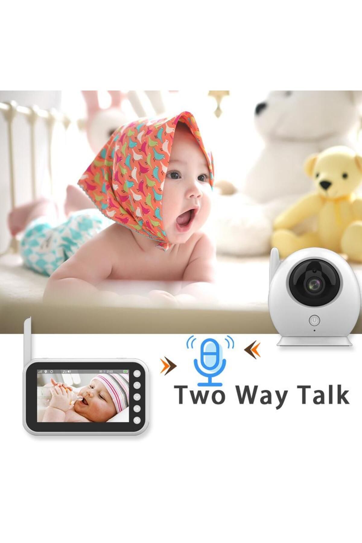 Fillikutum 4.3 Inç Lcd Kablosuz Wireless Oda Sıcaklığı Kontrollü Akıllı Bebek Monitörü Bebek Kamerası 8 Ninnili fotoğrafı 4 (önizleme)