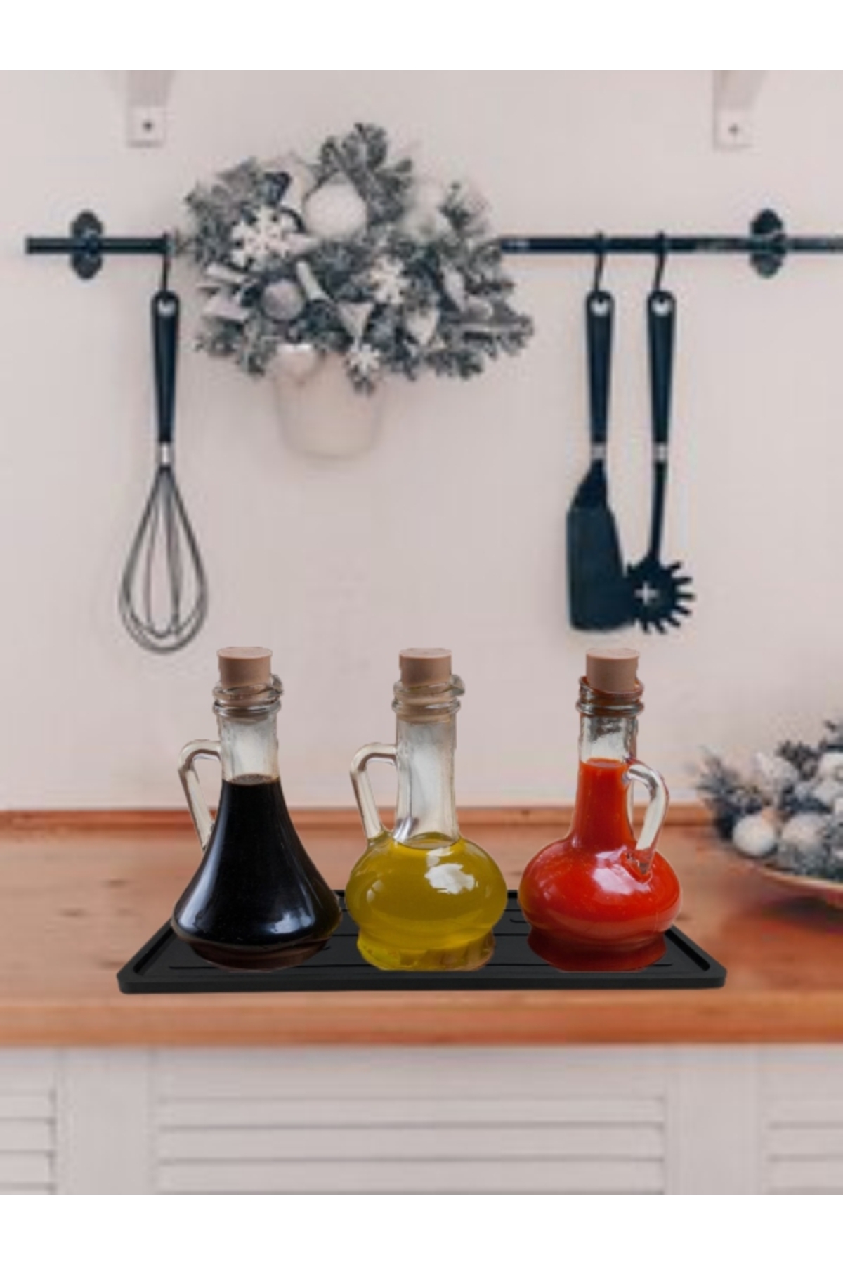 COZLEY Silicone Oil Pot Base Oil Stand Soap Holder Multipurpose Organizer Countertop Presentation Organizer 27X11Cm