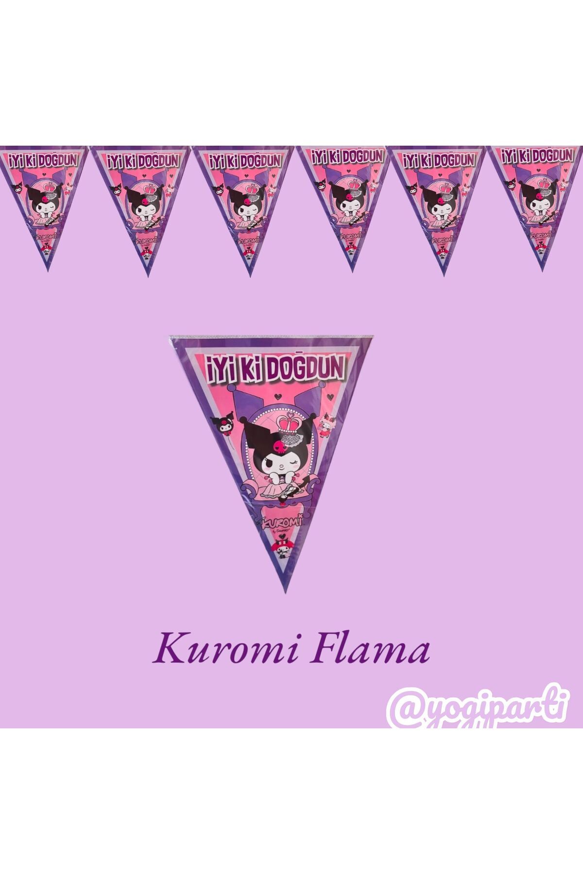 Yogi parti Kuromi  İyiki Doğdun Yazılı Flama Doğum Günü Süsü