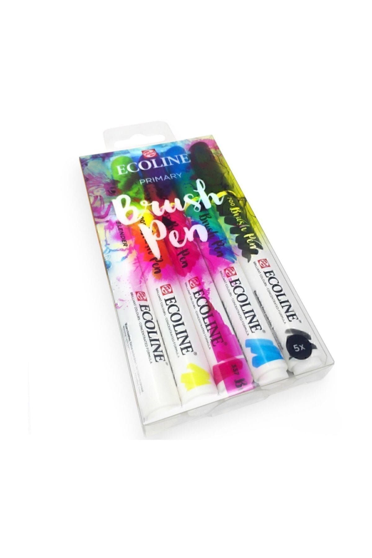 Talens-Ecoline Brush Pen Brush Tip Pen 5 Color Set PRIMARY 3